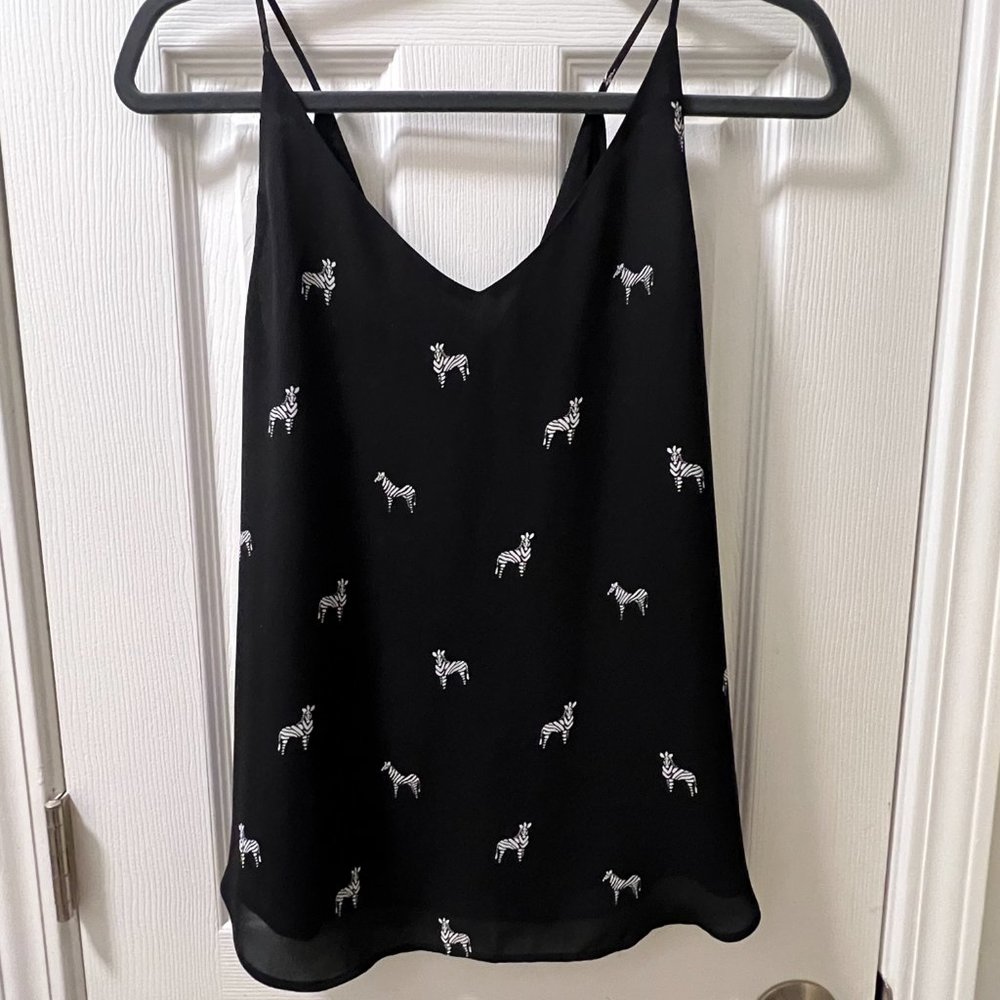 LOFT Women's Tank Top, Size SP, Black with Elephant detail